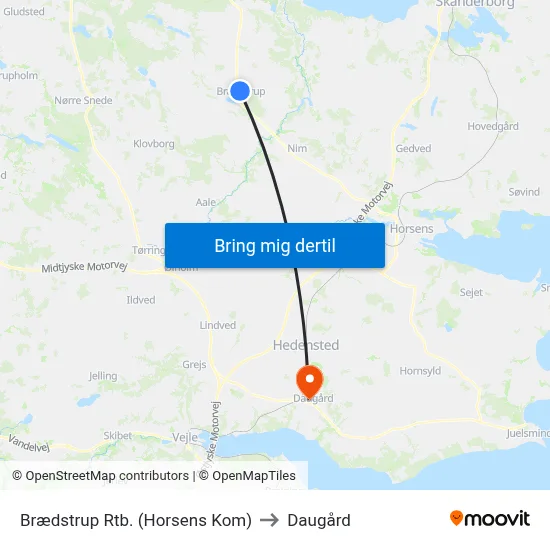 Brædstrup Rtb. (Horsens Kom) to Daugård map