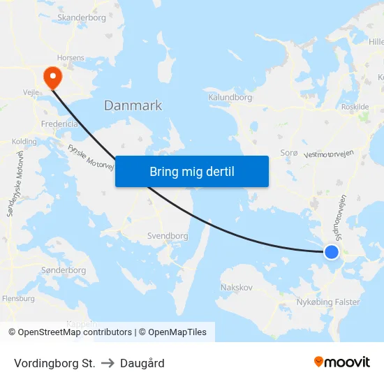 Vordingborg St. to Daugård map