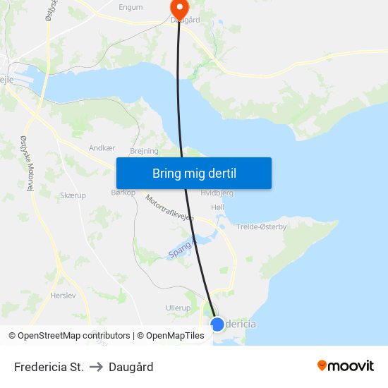 Fredericia St. to Daugård map