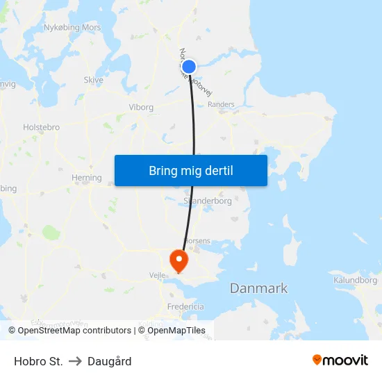 Hobro St. to Daugård map
