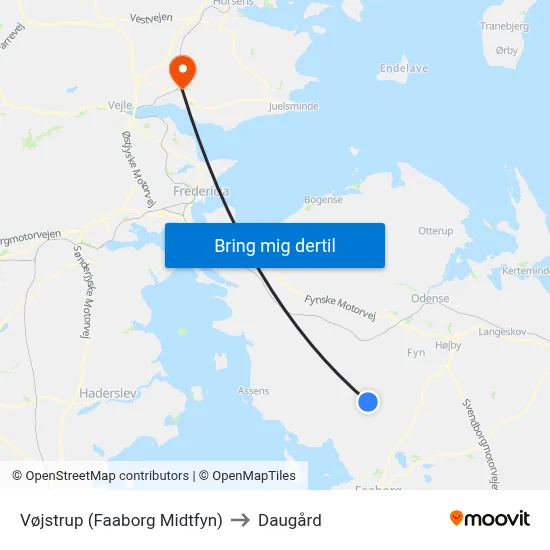 Vøjstrup (Faaborg Midtfyn) to Daugård map