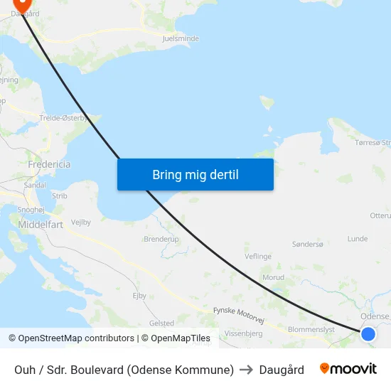 Ouh / Sdr. Boulevard (Odense Kommune) to Daugård map