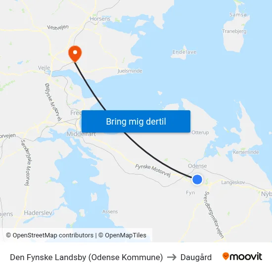Den Fynske Landsby (Odense Kommune) to Daugård map