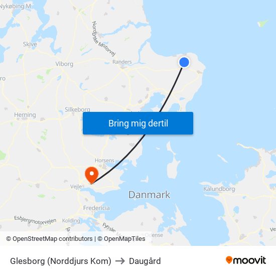 Glesborg (Norddjurs Kom) to Daugård map