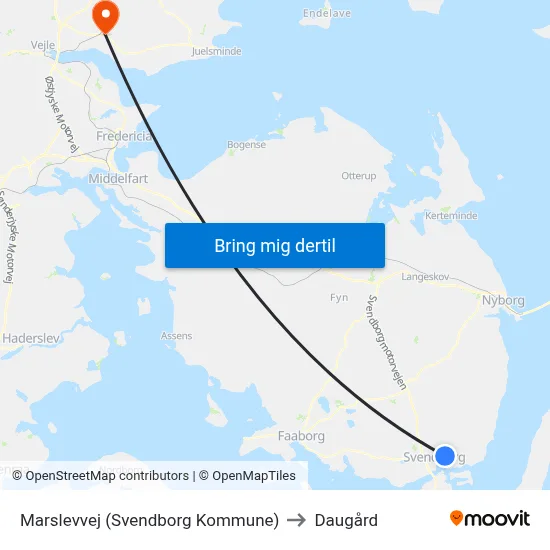 Marslevvej (Svendborg Kommune) to Daugård map