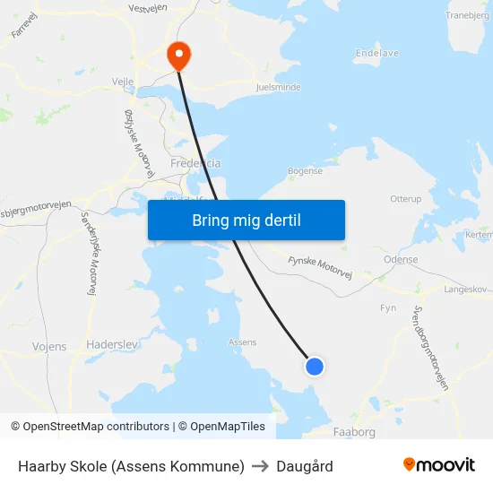 Haarby Skole (Assens Kommune) to Daugård map