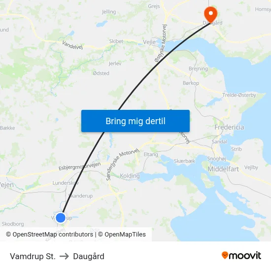 Vamdrup St. to Daugård map