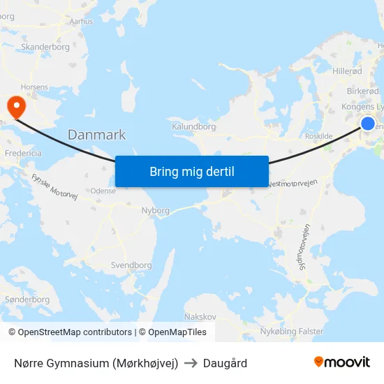Nørre Gymnasium (Mørkhøjvej) to Daugård map