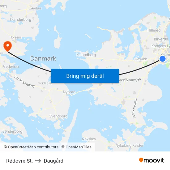 Rødovre St. to Daugård map