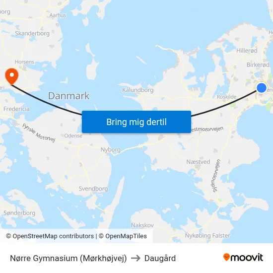 Nørre Gymnasium (Mørkhøjvej) to Daugård map