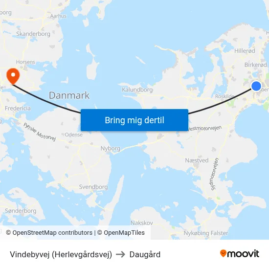Vindebyvej (Herlevgårdsvej) to Daugård map