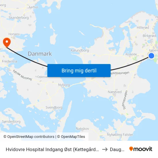 Hvidovre Hospital Indgang Øst (Kettegård Allé) to Daugård map