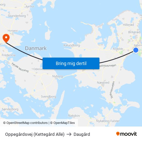 Oppegårdsvej (Kettegård Allé) to Daugård map