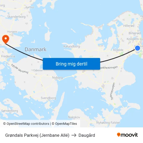 Grøndals Parkvej (Jernbane Allé) to Daugård map