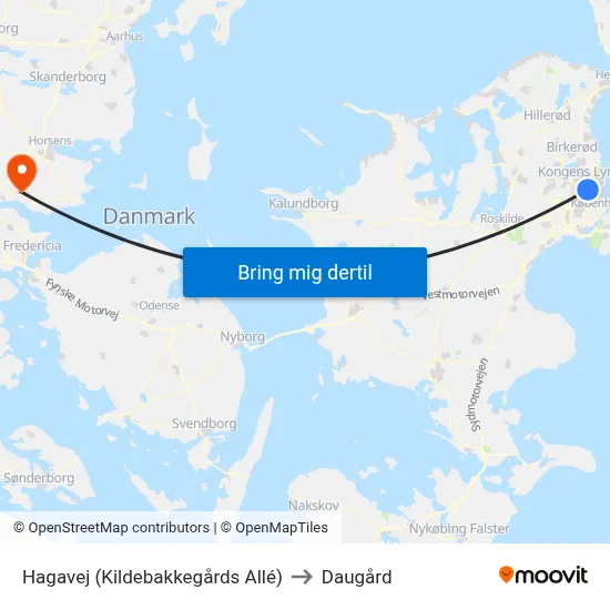 Hagavej (Kildebakkegårds Allé) to Daugård map