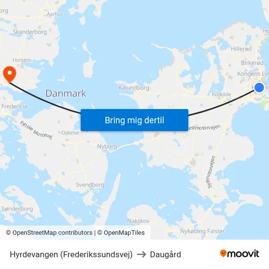 Hyrdevangen (Frederikssundsvej) to Daugård map