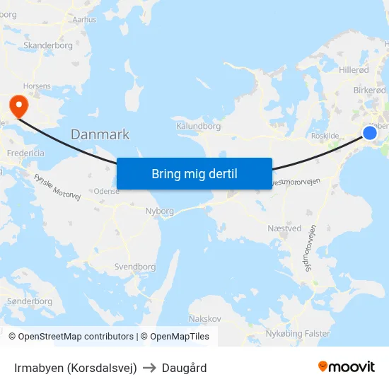 Irmabyen (Korsdalsvej) to Daugård map