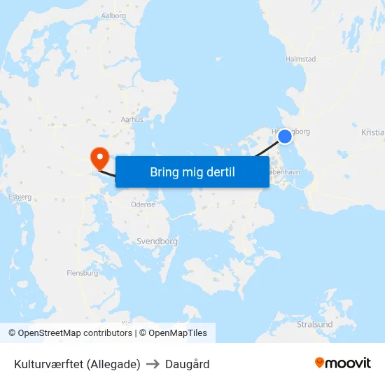 Kulturværftet (Allegade) to Daugård map