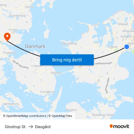 Glostrup St. to Daugård map