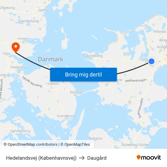 Hedelandsvej (Københavnsvej) to Daugård map