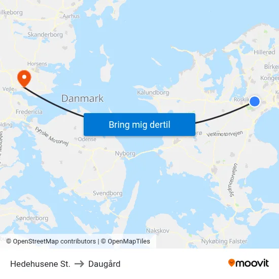 Hedehusene St. to Daugård map