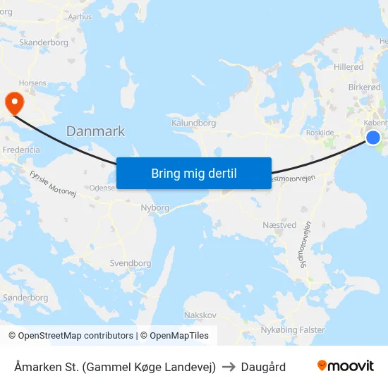 Åmarken St. (Gammel Køge Landevej) to Daugård map