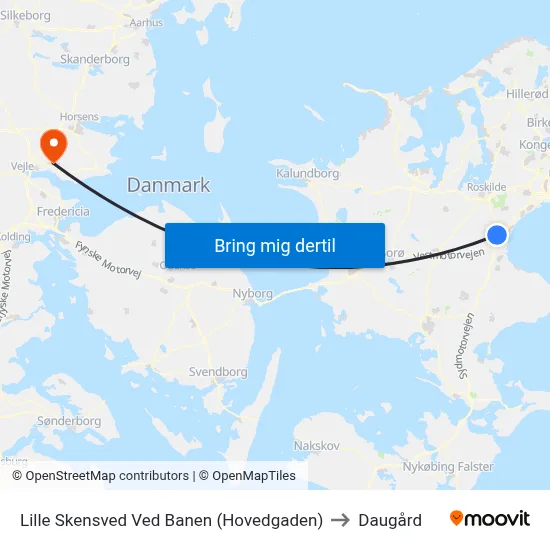 Lille Skensved Ved Banen (Hovedgaden) to Daugård map