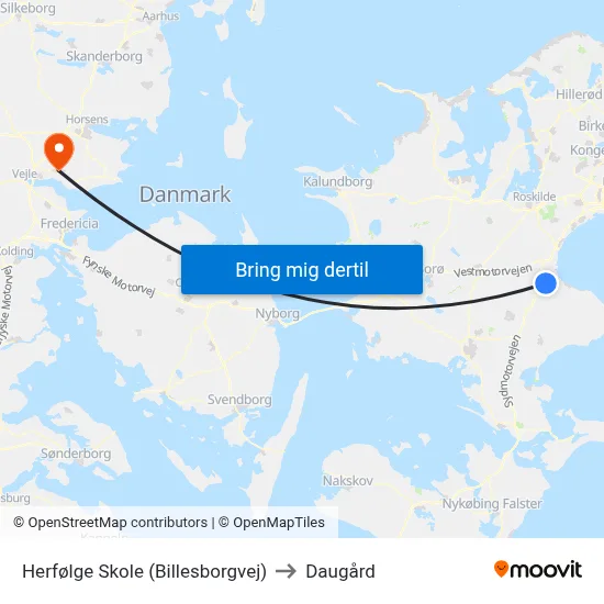 Herfølge Skole (Billesborgvej) to Daugård map