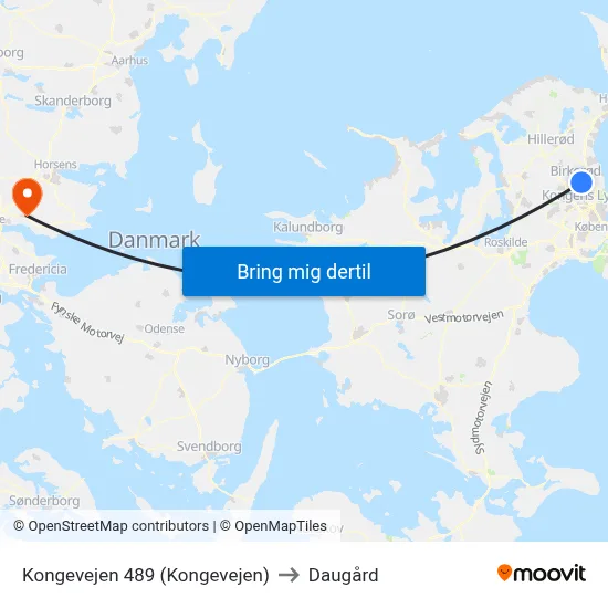 Kongevejen 489 (Kongevejen) to Daugård map