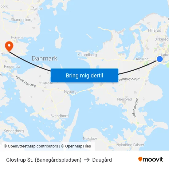 Glostrup St. (Banegårdspladsen) to Daugård map