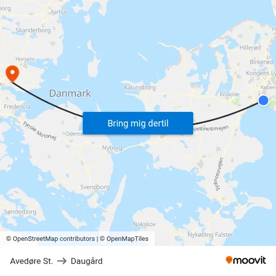 Avedøre St. to Daugård map