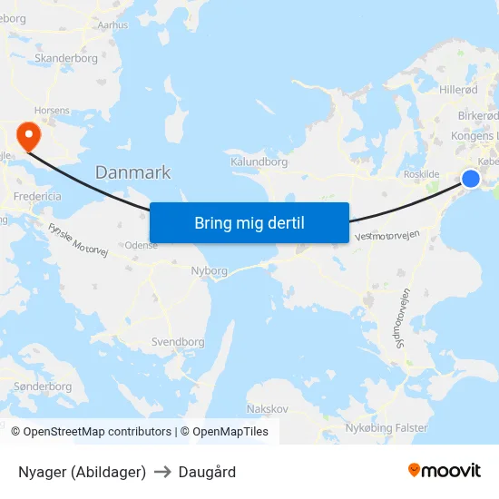 Nyager (Abildager) to Daugård map