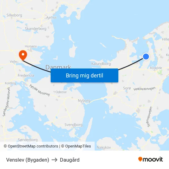 Venslev (Bygaden) to Daugård map