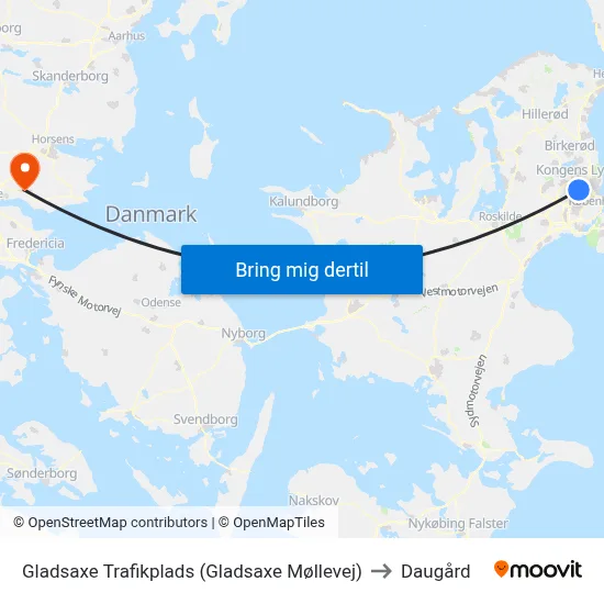 Gladsaxe Trafikplads (Gladsaxe Møllevej) to Daugård map
