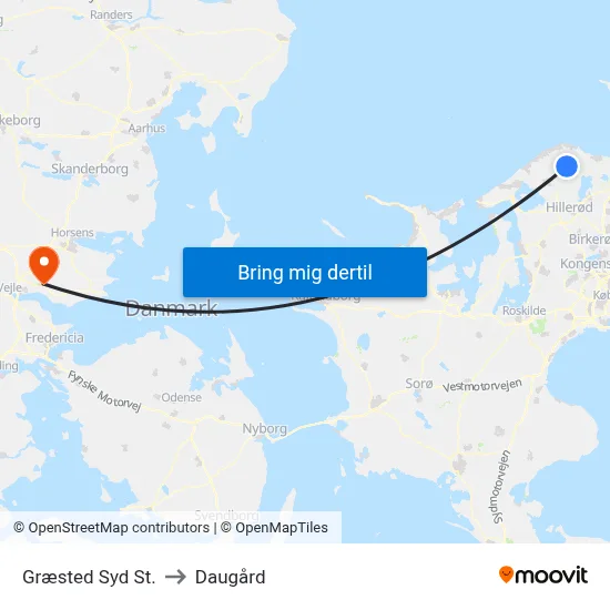 Græsted Syd St. to Daugård map
