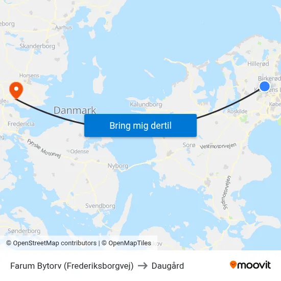 Farum Bytorv (Frederiksborgvej) to Daugård map