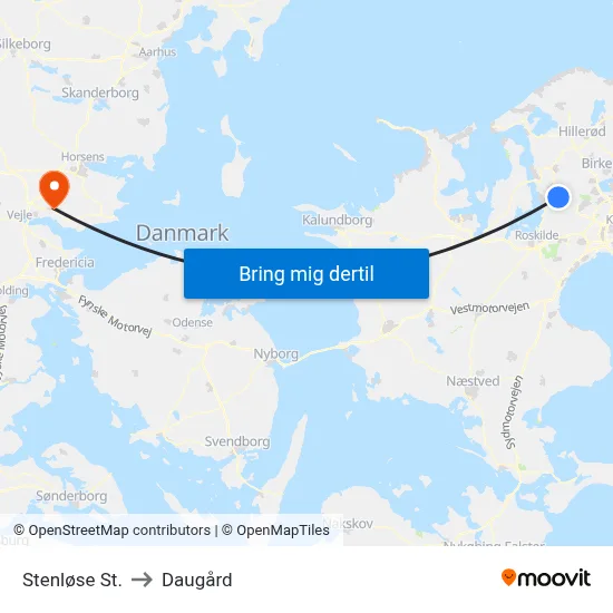Stenløse St. to Daugård map