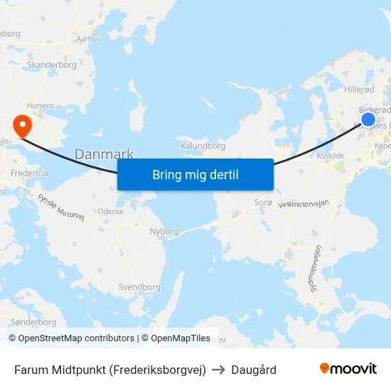 Farum Midtpunkt (Frederiksborgvej) to Daugård map
