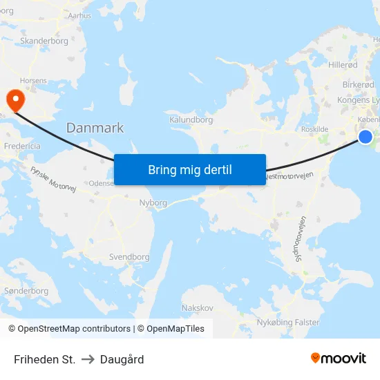 Friheden St. to Daugård map
