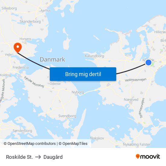 Roskilde St. to Daugård map