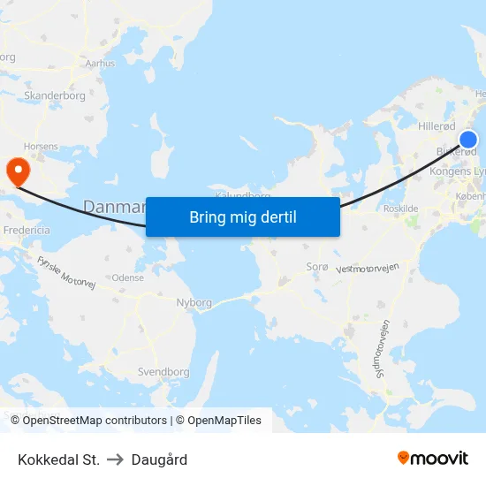Kokkedal St. to Daugård map