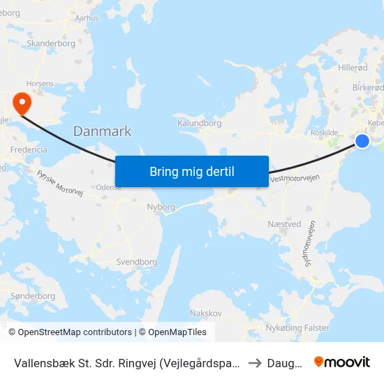 Vallensbæk St. Sdr. Ringvej (Vejlegårdsparken) to Daugård map