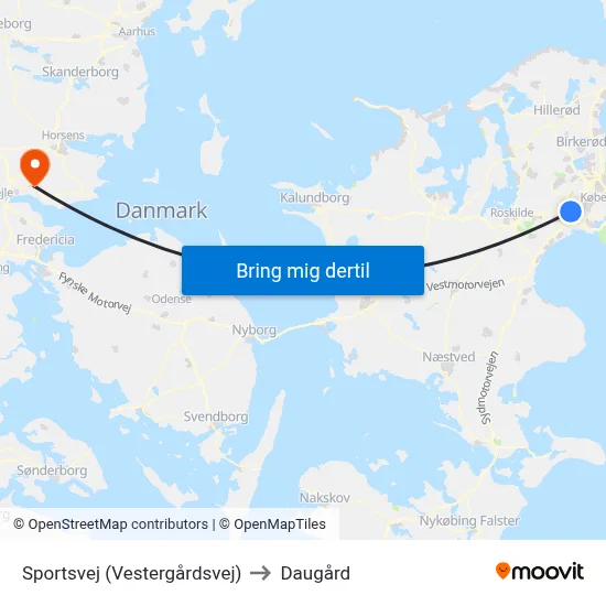 Sportsvej (Vestergårdsvej) to Daugård map