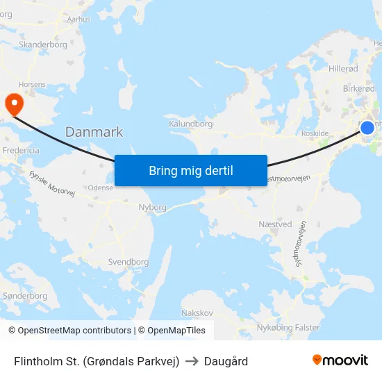 Flintholm St. (Grøndals Parkvej) to Daugård map