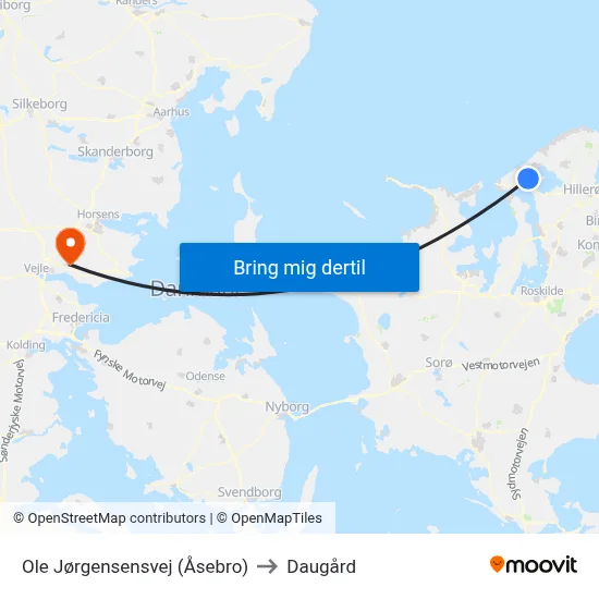 Ole Jørgensensvej (Åsebro) to Daugård map