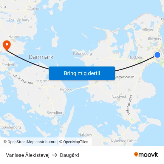 Vanløse Ålekistevej to Daugård map