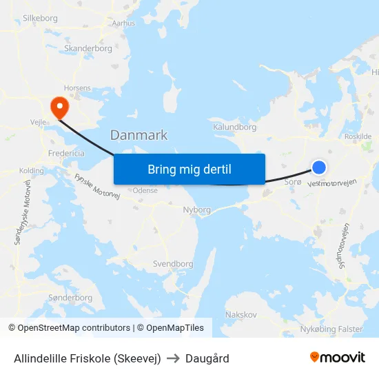 Allindelille Friskole (Skeevej) to Daugård map