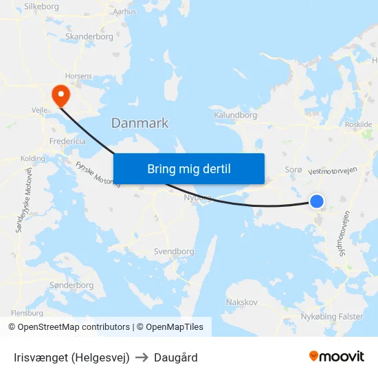 Irisvænget (Helgesvej) to Daugård map
