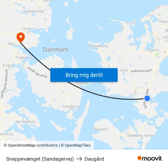 Sneppevænget (Sandagervej) to Daugård map