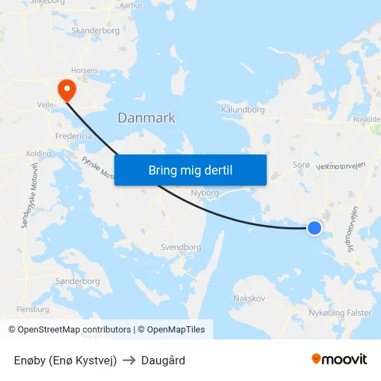 Enøby (Enø Kystvej) to Daugård map